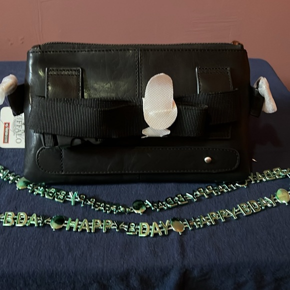 Buffalo Mancini Collection Black Leather Multi-Function Waist Bag/crossbody - Picture 7 of 8